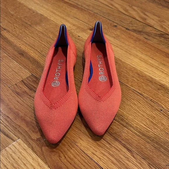 NWT Rothy's Vibrant Coral Orange pointed flats - Picture 2 of 6
